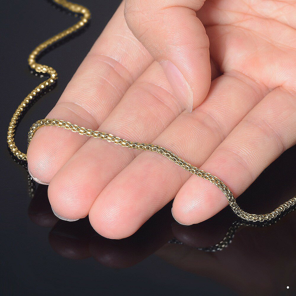 ジュエリー&ネックレス RUBBYのネックレス チェーン サージカルステンレス 316L 金色 ダブルベネチアンチェーン 幅2.0mm 長さ45cm ゴールドカラー｜ネックレスチェーン チェーンネックレス チェーンのみ だけ 鎖 ステンレス アクセサリー レディース メンズ｜アングル3