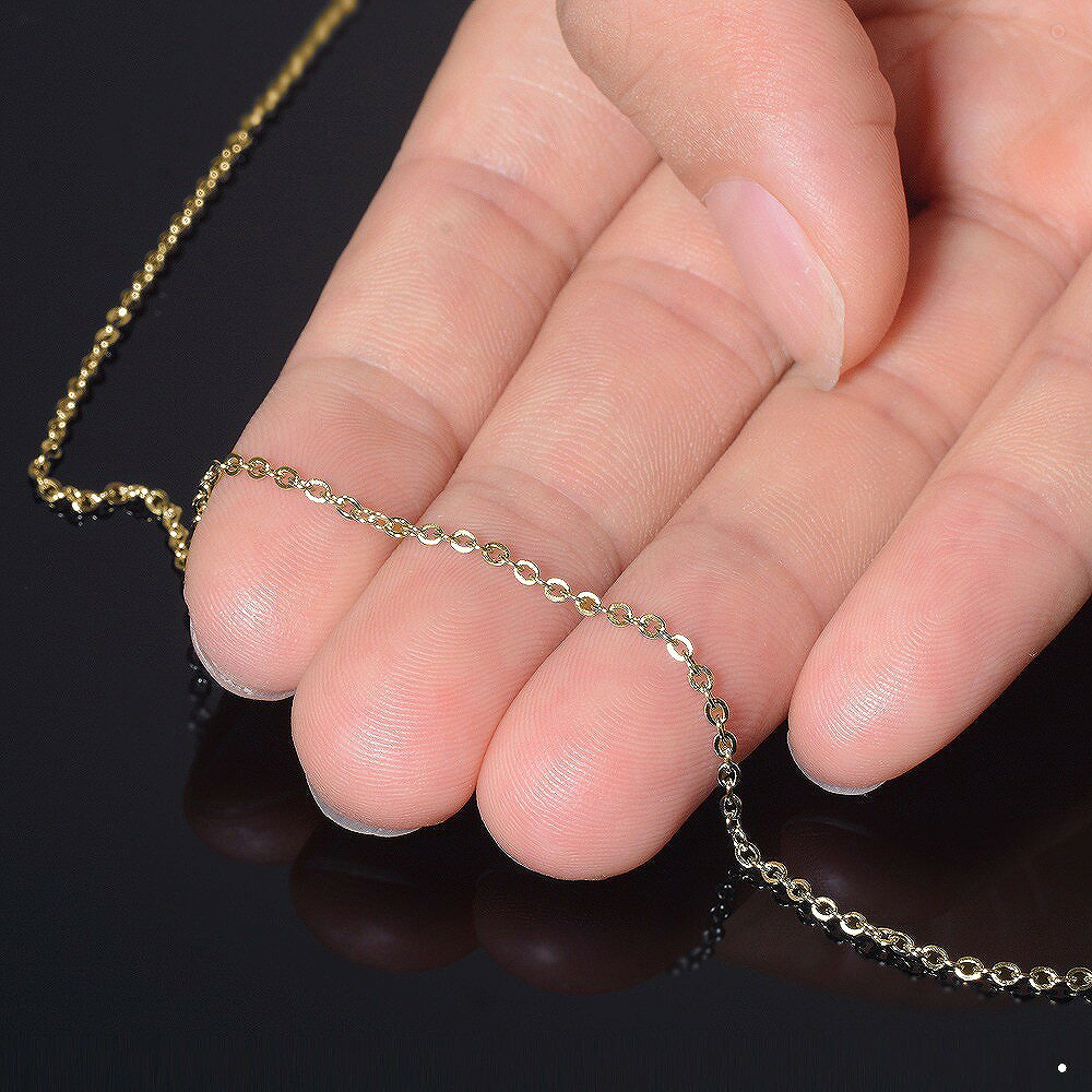 ジュエリー&ネックレス RUBBYのネックレス チェーン サージカルステンレス 316L 金色 フラット小豆チェーン 幅1.4mm 長さ50cm ゴールドカラー｜ネックレスチェーン チェーンネックレス チェーンのみ だけ 鎖 ステンレス アクセサリー レディース メンズ｜アングル3