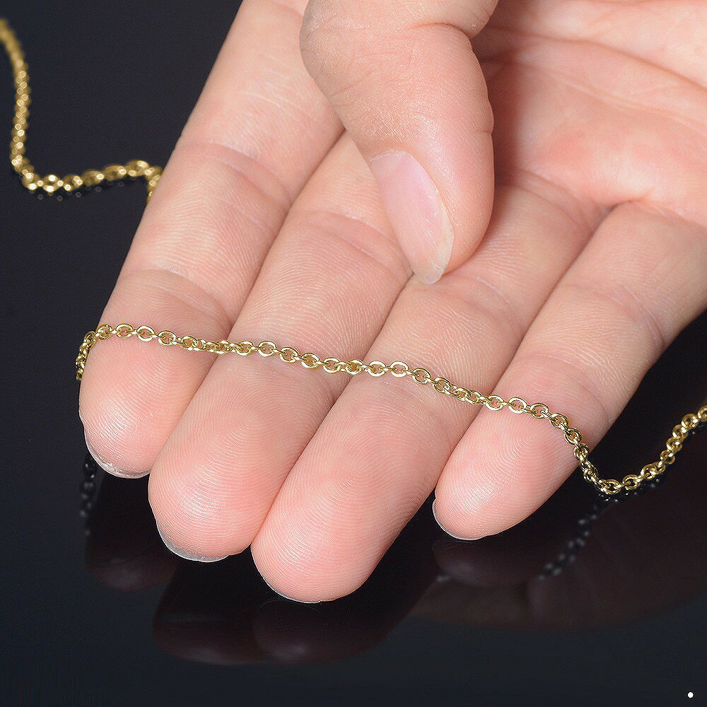 ジュエリー&ネックレス RUBBYのネックレス チェーン サージカルステンレス 316L 金色 小豆チェーン 幅1.9mm 長さ45cm ゴールドカラー｜ネックレスチェーン チェーンネックレス チェーンのみ だけ 鎖 ステンレス アクセサリー レディース メンズ｜アングル3