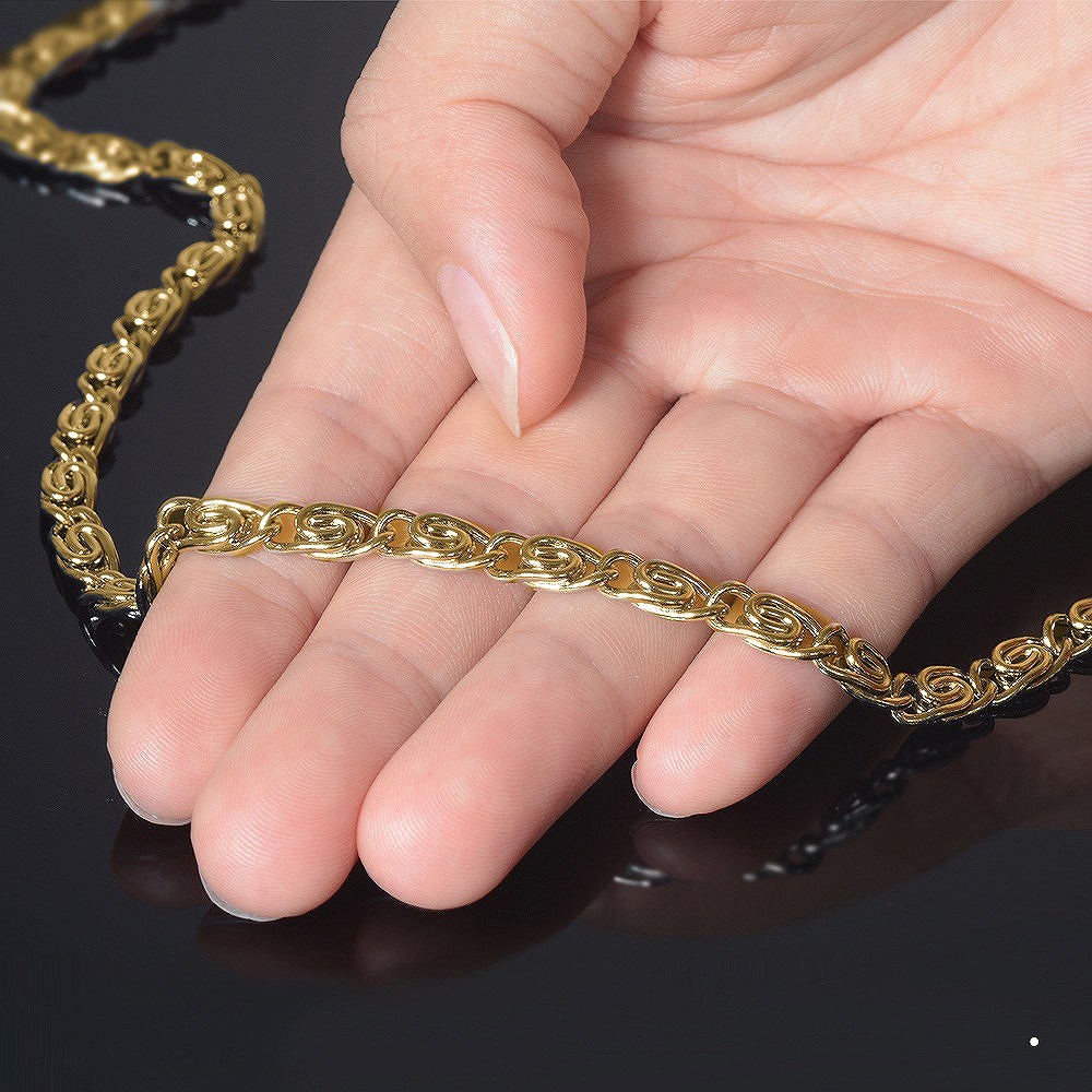 ネックレス チェーン サージカルステンレス 316L 金色 スクロールチェーン 幅5.5mm 長さ38cm｜チェーンのみ だけ 鎖 ステンレス アクセサリー メンズ