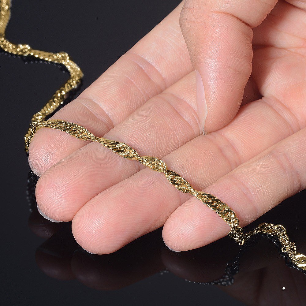 ネックレス チェーン サージカルステンレス 316L 金色 スクリューチェーン 幅3.2mm 長さ40cm｜チェーンのみ だけ 鎖 ステンレス アクセサリー レディース メンズ