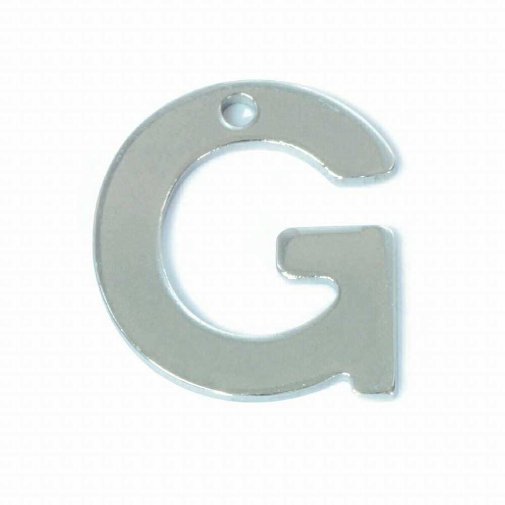 【1個売り】 チャームパーツ サージカルステンレス G イニシャルプレートチャーム 穴開き アルファベット 文字|手芸用品 金具 飾り パーツ 部品 医療用ステ...
