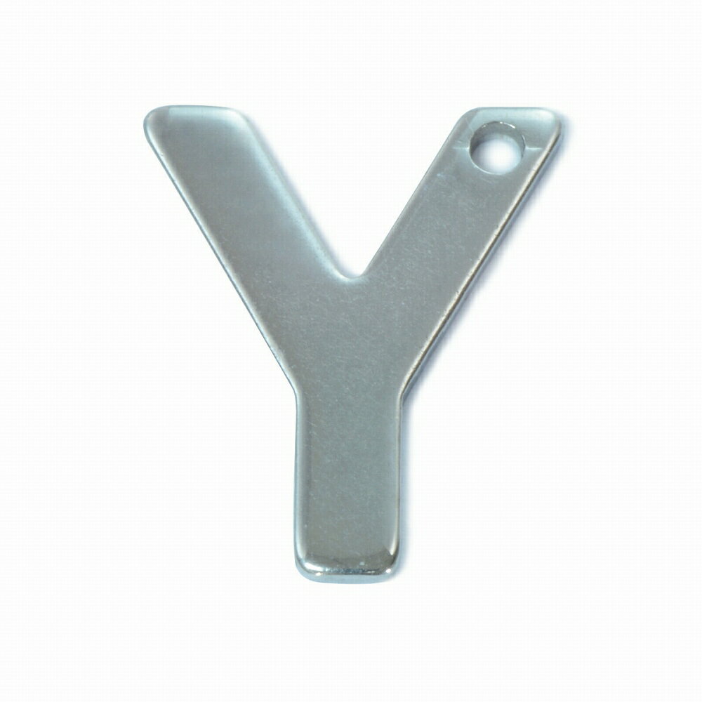 【1個売り】 チャームパーツ サージカルステンレス Y イニシャルプレートチャーム 穴開き アルファベット 文字|手芸用品 金具 飾り パーツ 部品 医療用ステ...