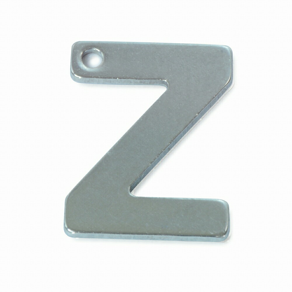 【1個売り】 チャームパーツ サージカルステンレス Z イニシャルプレートチャーム 穴開き アルファベット 文字|手芸用品 金具 飾り パーツ 部品 医療用ステ...