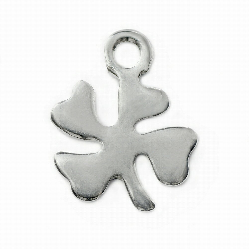 【1個売り】 チャームパーツ サージカルステンレス 四つ葉プレートチャーム 縦10.0mm 横8.5mm クローバー 葉っぱ リーフ|手芸用品 金具 飾り パー...