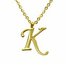 ペンダントトップ サージカルステンレス K イニシャルのペンダント 金色 ゴールド ネックレスチェーン付き アルファベット 文字｜医療用ステンレス アクセサリー レディース メンズ