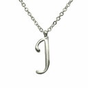 ペンダントトップ サージカルステンレス J イニシャルのペンダント 銀色 シルバー ネックレスチェーン付き アルファベット 文字|医療用ステンレス アクセサリー...
