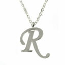 ペンダントトップ サージカルステンレス R イニシャルのペンダント 銀色 シルバー ネックレスチェーン付き アルファベット 文字|医療用ステンレス アクセサリー...