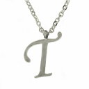 ペンダントトップ サージカルステンレス T イニシャルのペンダント 銀色 シルバー ネックレスチェーン付き アルファベット 文字|医療用ステンレス アクセサリー...