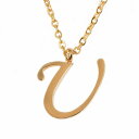ペンダントトップ サージカルステンレス U イニシャルのペンダント ピンクゴールド ネックレスチェーン付き アルファベット 文字|医療用ステンレス アクセサリー...