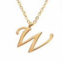 ペンダントトップ サージカルステンレス W イニシャルのペンダント ピンクゴールド ネックレスチェーン付き アルファベット 文字|医療用ステンレス アクセサリー...