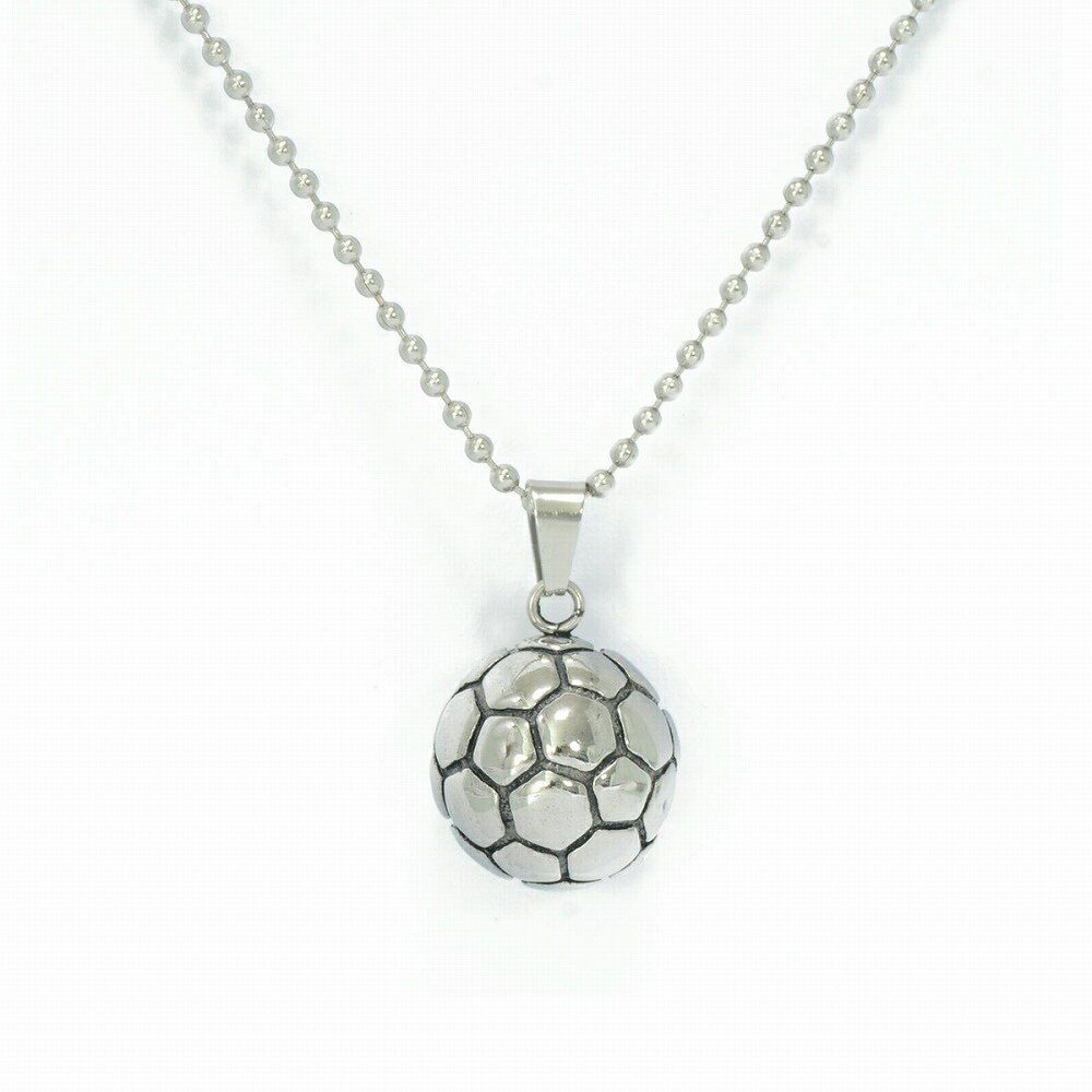 ペンダントトップ サージカルステンレス サッカーボールモチーフのペンダント ネックレスチェーン付き|医療用ステンレス アクセサリー レディース メンズ
