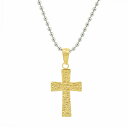ペンダントトップ サージカルステンレス 槌目模様のプレートクロス Lサイズ 金色 ゴールド ネックレスチェーン付き 十字架 ハンマード加工|医療用ステンレス ア...