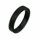 指輪 サージカルステンレス メッシュリング 幅4.0mm 黒 ブラック|医療用ステンレス アクセサリー レディース メンズ