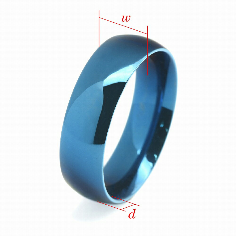 金属アレルギーに強い 医療用ステンレス製の指輪 指輪 サージカルステンレス シンプルな甲丸リング 幅6.0mm 青 ブルー 医療用ステンレス  アクセサリー レディース メンズ ストア
