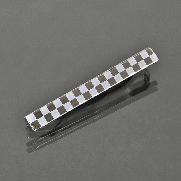 ネクタイピン サージカルステンレス 市松模様のタイピン 黒 ブラック チェック 格子柄｜タイバー Yシャ..