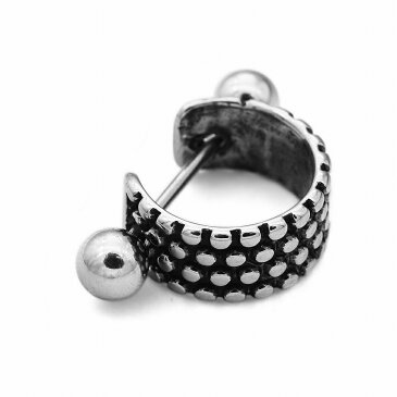 【バラ売り/1個】 ボディピアス サージカルステンレス ストレートバーベル ドット柄掘り込みデザインのシールドピアス 18ゲージ 内径13.0mm|軟骨 医療用ステンレス アクセサリー レディース メンズ