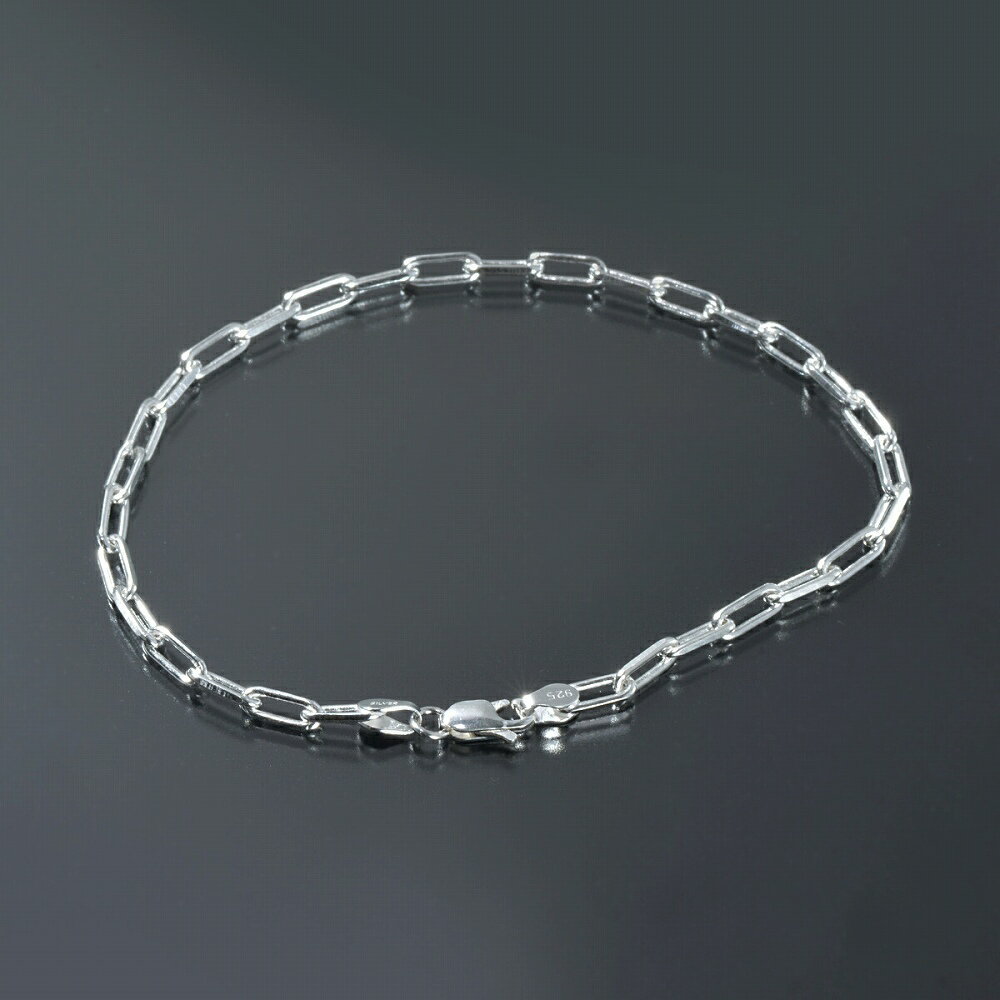 ブレスレット チェーン シルバー925 2面カットロング小豆チェーン 幅3.0mm 長さ18cm｜鎖 銀 Silver アクセサリー レディース メンズ