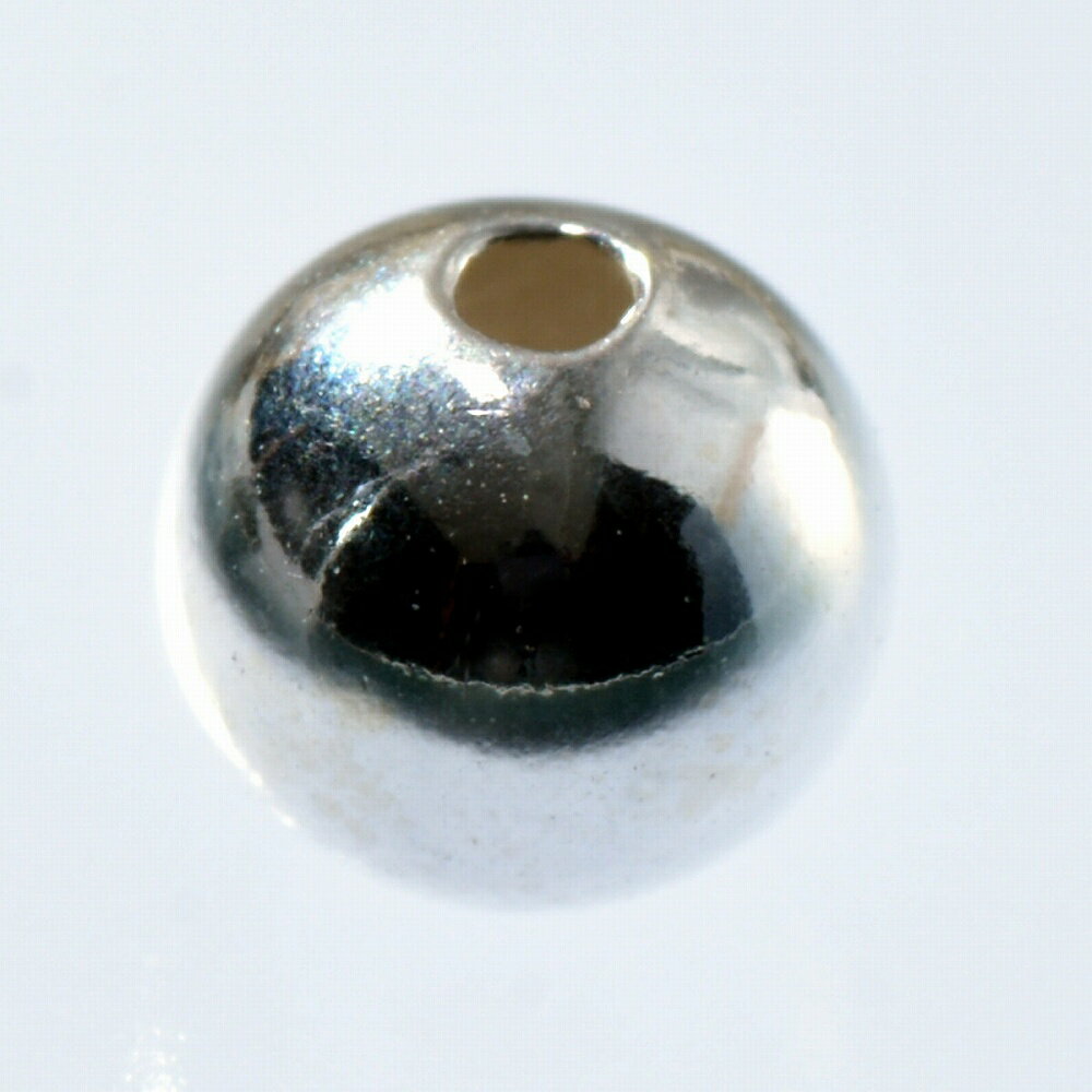 【1個売り】 ビーズパーツ シルバー925 プレーン丸玉の穴あき貫通ビーズ 外径5.0mm 高さ5.0mm 穴径1.1mm スペーサー ボール玉 直径|手芸用品...
