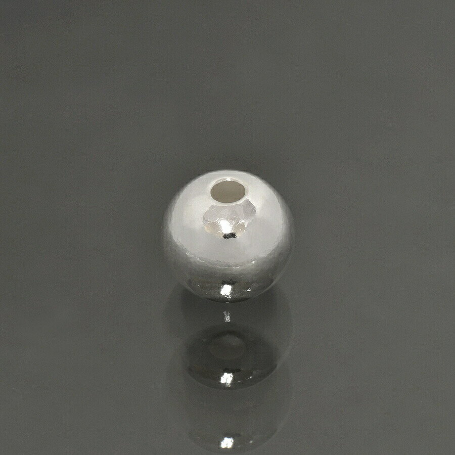 【1個売り】 ビーズパーツ シルバー925 プレーン丸玉の穴あき貫通ビーズ 外径7.0mm 高さ6.6mm 穴径2.0m..