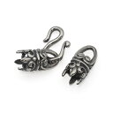 【2個セット】 エンドパーツ シルバー925 革紐エンドパーツ 穴付き フック付属 縦14.5mm 横7.0mm ボロチップ エンドチップ 留め具 クラスプ|手...