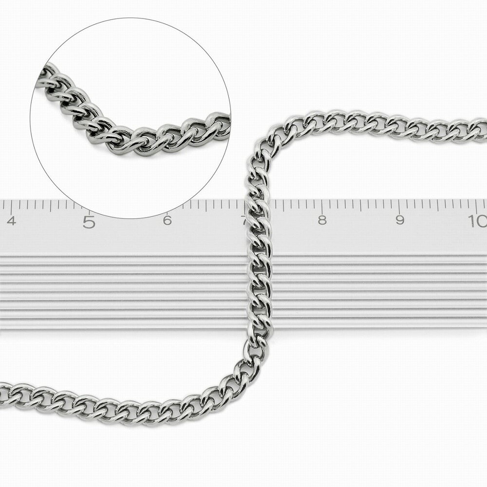 ネックレス チェーン 明るい色の純チタン カット無し喜平チェーン 幅3.4mm 長さ60cm｜鎖 チタン アクセサリー レディース メンズ