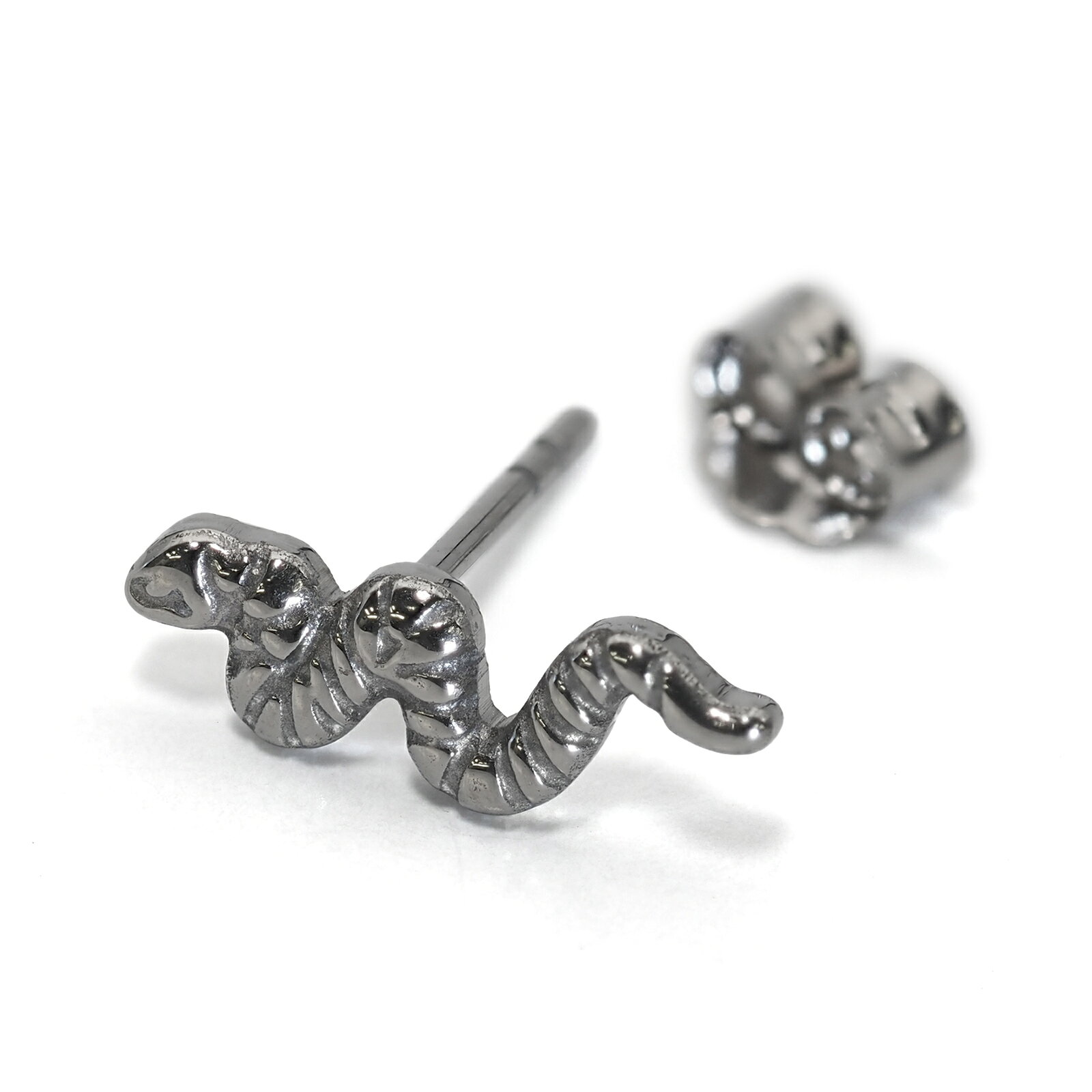 【バラ売り/1個】 ピアス チタン 縞模様の蛇モチーフピアス 蛇 ヘビ スネーク｜Titan アクセサリー レディース メンズの商品画像 2