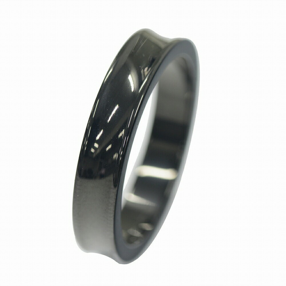 指輪 チタン 中央が窪んだシンプルなデザインリング 幅4.0mm 黒 ブラック｜Titan アクセサリー レディース メンズ