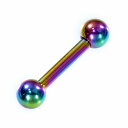 【バラ売り/1個】 ボディピアス チタン ストレートバーベル スタンダードボディピアス 16ゲージ 内径7.0mm ボール3.0mm 虹色 レインボー|軟骨 Titan アクセサリー レディース メンズ