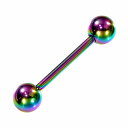 【バラ売り/1個】 ボディピアス チタン ストレートバーベル スタンダードボディピアス 14ゲージ 内径16.0mm ボール6.0mm 虹色 レインボー|軟骨 ...