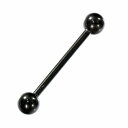 【バラ売り/1個】 ボディピアス チタン ストレートバーベル スタンダードボディピアス 14ゲージ 内径20.0mm ボール5.0mm 黒 ブラック|軟骨 Ti...