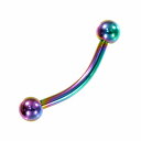 【バラ売り/1個】 ボディピアス チタン バナナバーベル スタンダードボディピアス 14ゲージ 内径14.0mm ボール4.0mm 虹色 レインボー|軟骨 Ti...
