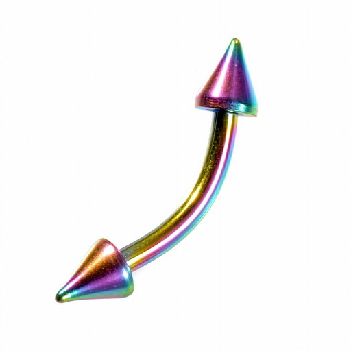 【バラ売り/1個】 ボディピアス チタン バナナバーベル スタンダードボディピアス 16ゲージ 内径8.0mm コーン3.0mm 虹色 レインボー|軟骨 Titan アクセサリー レディース メンズ 【バラ売り/1個】 ボディピアス チタン バナナバーベル スタンダードボディピアス 16ゲージ 内径8.0mm コーン3.0mm 虹色 レインボー|軟骨 Titan アクセサリー レディース メンズ