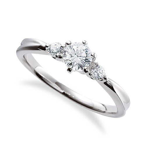 指輪 18金 ホワイトゴールド 天然石 サイドストーンリング 主石の直径約4.4mm しぼり腕 六本爪留め｜K18WG k18 18k 貴金属 ジュエリー レディース メンズ