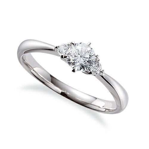 指輪 18金 ホワイトゴールド 天然石 サイドストーンリング 主石の直径約3.8mm しぼり腕 六本爪留め｜K18WG k18 18k 貴金属 ジュエリー レディース メンズ