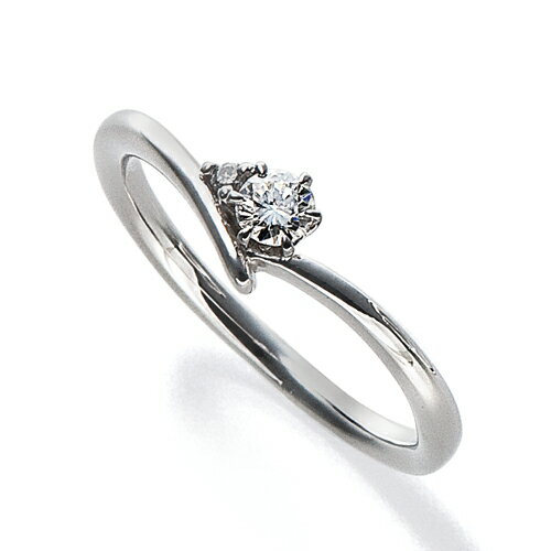 指輪 18金 ホワイトゴールド 天然石 サイドストーンリング 主石の直径約3.0mm V字 六本爪留め｜K18WG k18 18k 貴金属 ジュエリー レディース メンズ