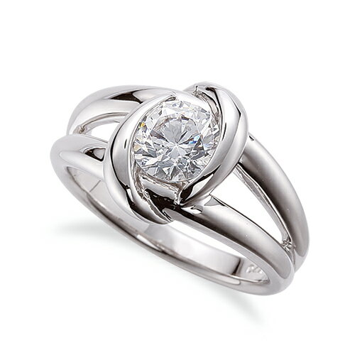 指輪 18金 ホワイトゴールド 天然石 一粒リング 主石の直径約4.4mm ソリティア 割り腕 レール留め｜K18..