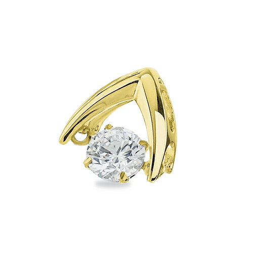 ペンダントトップ 18金 イエローゴールド 天然石 主石が揺れるV字ラインの一粒ペンダント 主石の直径約3.4mm ダンシングストーン ペンダントヘッドのみ｜K18YG k18 18k 貴金属 ジュエリー レディース メンズ