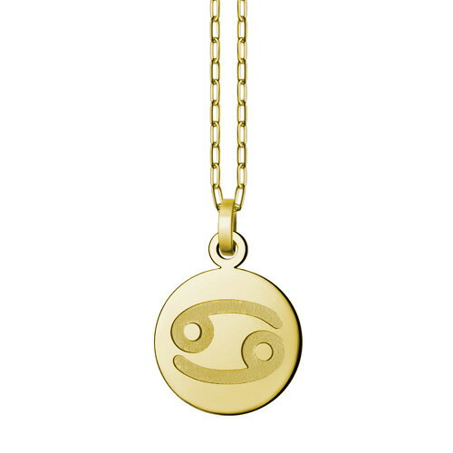 ペンダントトップ 18金 イエローゴールド 蟹座 かに座 彫り込みデザインのラウンド型星座記号ペンダント 直径19.0mm ペンダントヘッドのみ|K18YG k...