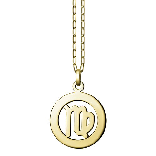 ペンダントトップ 18金 イエローゴールド 乙女座 おとめ座 透かしデザインのラウンド型星座記号ペンダント 直径23.0mm ペンダントヘッドのみ｜K18YG k18 18k 貴金属 ジュエリー レディース メンズのサムネイル