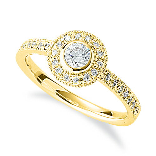 指輪 18金 イエローゴールド 天然石 サイド一文字の取り巻きリング 主石の直径約3.8mm｜K18YG k18 18k 貴金属 ジュエリー レディース メンズ