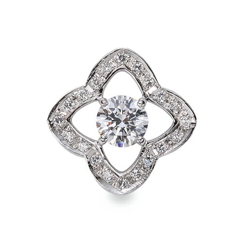 ペンダントトップ PT900 プラチナ 天然石 フラワーラインにメレが並んだ一粒ペンダント 主石の直径約4.4mm 四本爪留め ペンダントヘッドのみ｜900pt 貴金属 ジュエリー レディース メンズ