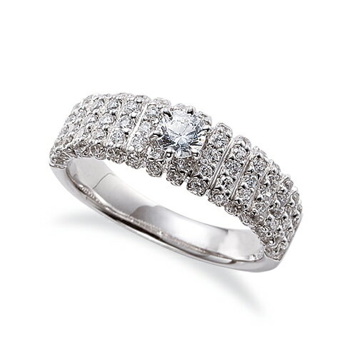 指輪 PT900 プラチナ 天然石 サイドパヴェリング 主石の直径約3.8mm 六本爪留め｜900pt 貴金属 ジュエリー レディース メンズ