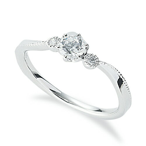 指輪 PT900 プラチナ 天然石 ミル打ちラインのサイドストーンリング 主石の直径約3.8mm ウェーブ 六本爪留め｜900pt 貴金属 ジュエリー レディース メンズ