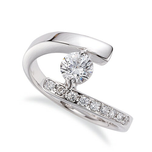 指輪 PT900 プラチナ 天然石 サイドストーンリング 主石の直径約4.4mm 平打ち 二本爪留め｜900pt 貴金属 ジュエリー レディース メンズ