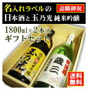 【退職御祝】名入れラベルのお酒♪日本酒1800ml2本入セット「山吹色の長期熟成純米生もと」と「玉乃光 純米吟醸 酒魂」オリジナルラベル【送料無料（北海道・沖縄除く）】