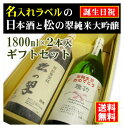 【お誕生日御祝】名入れラベルのお酒♪日本酒1800ml2本入セット「山吹色の長期熟成純米生もと」と「神聖松の翠純米大吟醸」オリジナルラベル【送料無料（北海道・沖縄除く）】