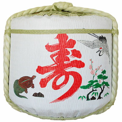 飾り樽二段重ね【鶴亀寿】（1斗樽）Japanese Decorative barrel