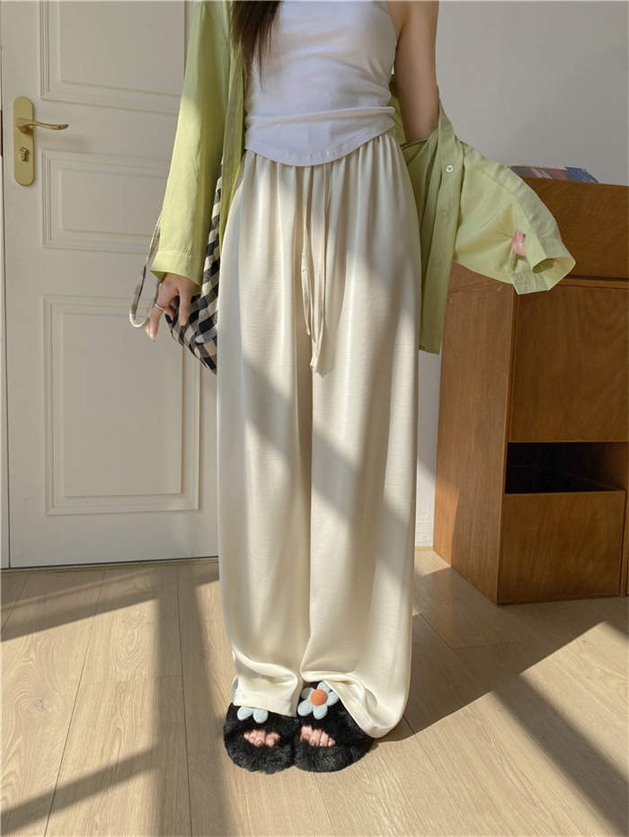 パンツ 夏 レディース 接触冷感 薄手 ひんやり ワイドパンツ 涼しい ボトムス ズボン ストレートパンツ 大人 ゆったり ワイド 楽ちん リラックス シンプル カジュアル きれいめ お洒落 体型カバー ウエストゴム 30代 40代 50代 ベージュ ブラック ブルー ピンク M L