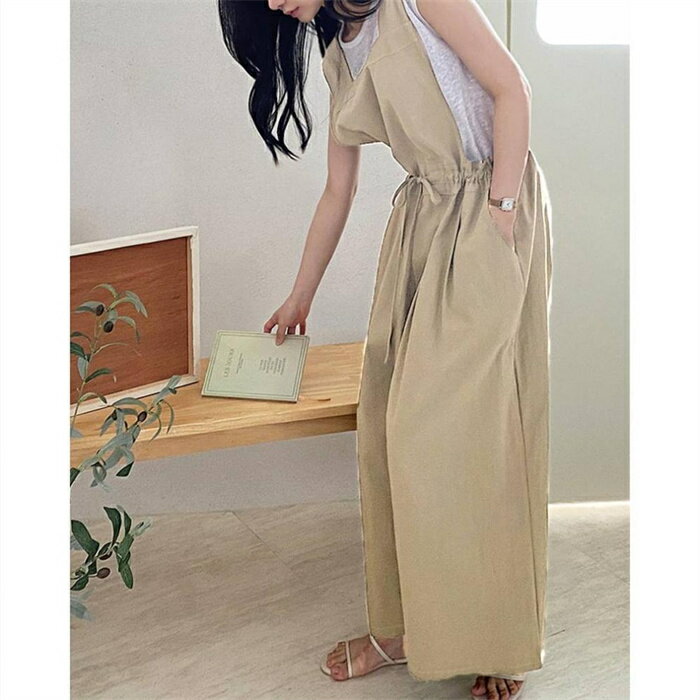 オールインワン レディース サロペット パンツ レディース オールインワン ワイドパンツ ワイド きれいめ つなぎ サロぺ ロング オーバーオール ゆったり 大人 カジュアル 着やせ おしゃれ 体型カバー 楽ちん 通勤 グレー ブラック ベージュ グリーン F